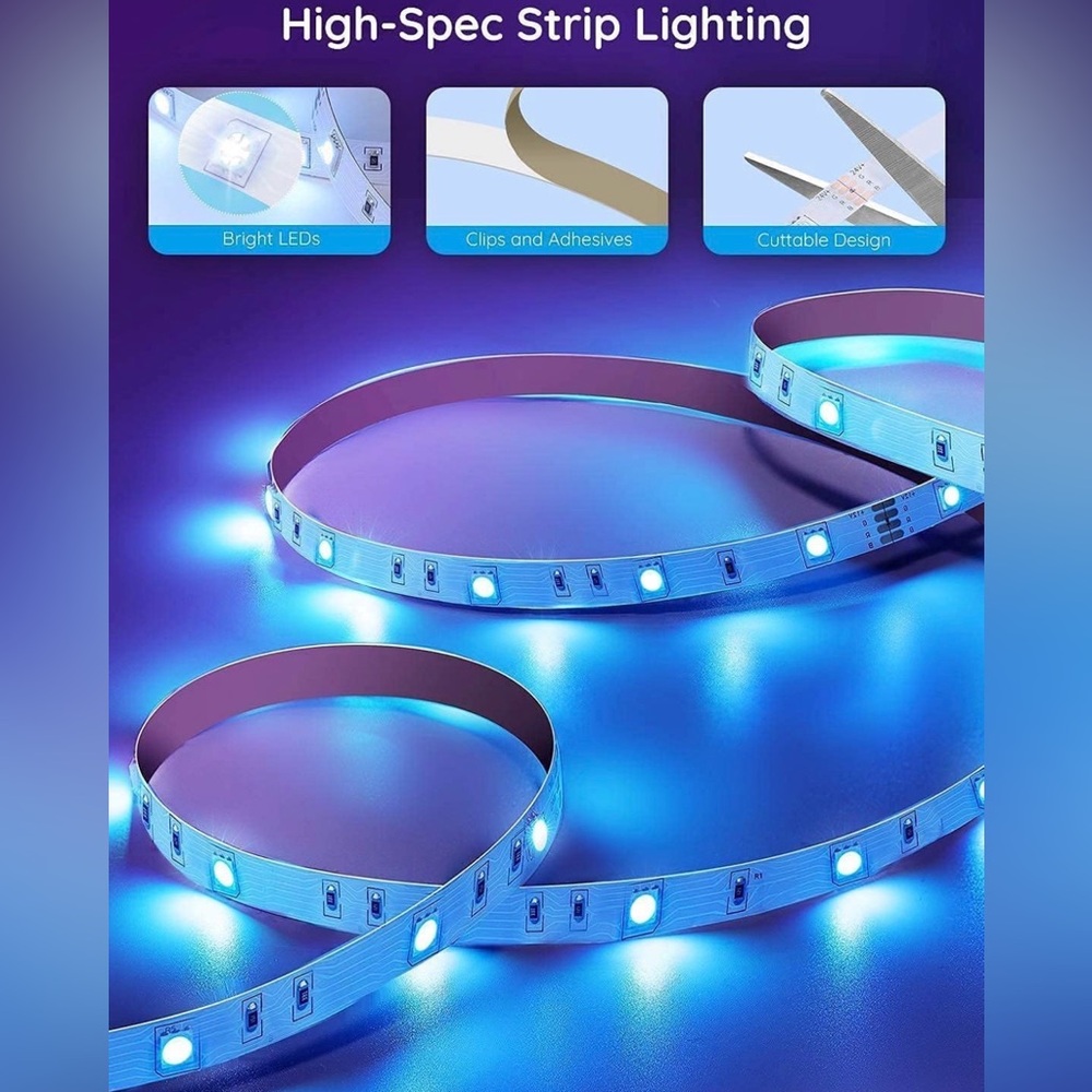 NWT Govee 100ft LED Strip Lights, Bluetooth RGB Lights, App Control, Music Sync - Picture 5 of 16
